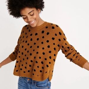Madewell Tan Sweater with Black Dots